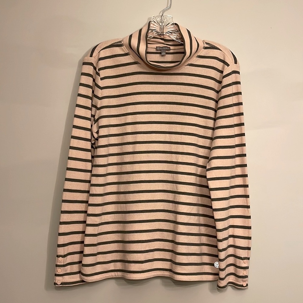 T by Talbots Turtleneck Longsleeve Stripe Thermal Sz Petite L